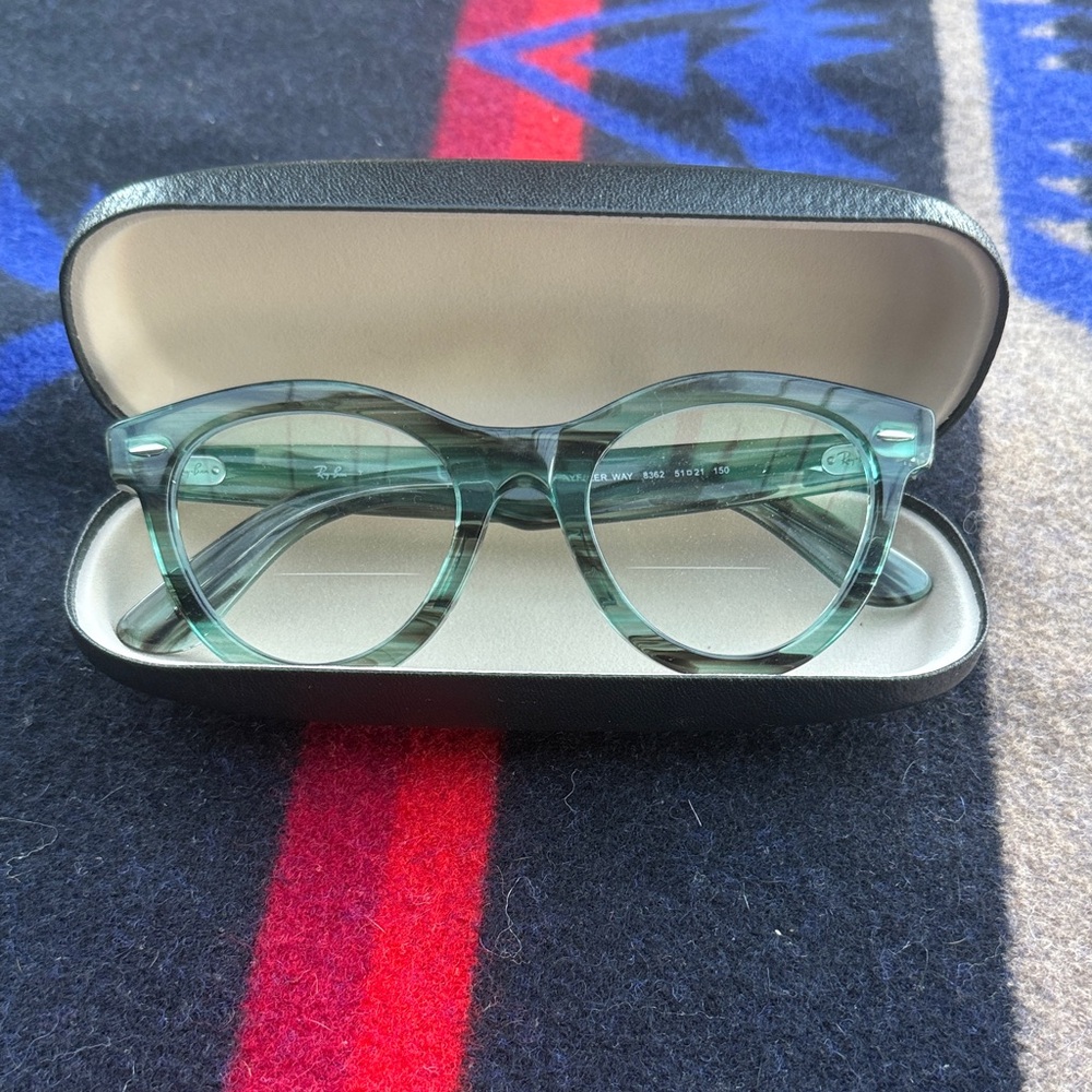Ray-Ban Light Green Transparent Round Glasses